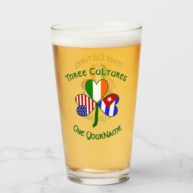 Verre Shamrock personnalisé des drapeaux américains irla (Devant (rempli))
