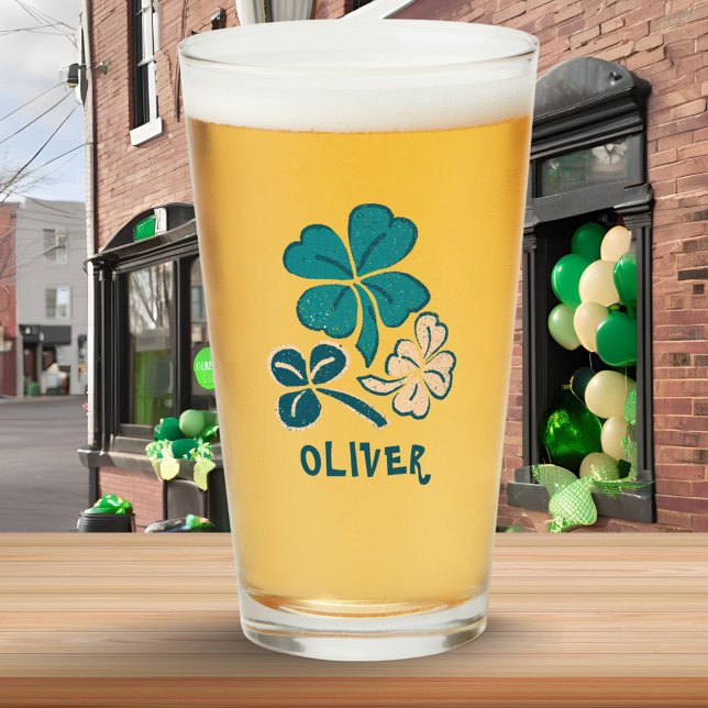 Verre Shamrock vert irlandais Clover personnalisé (Créateur téléchargé)