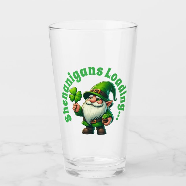 Verre Shenanigans Chargement amusant St. Patrick's Gnome (Devant)