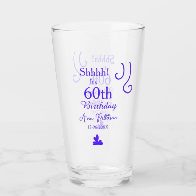 Verre Shhhh c'est 60e anniversaire ajouter nom violet es (Devant)