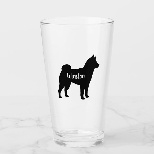 Verre Shiba Inu Chien race Silhouette Personnalisée (Devant)