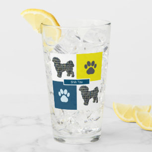 Verre Shih Tzu Silhouette Chien & Paw Y&B Grid