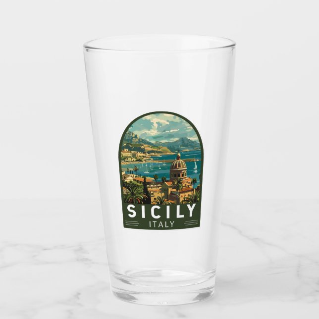 Verre Sicile Italie Travel Art Vintage (Devant)
