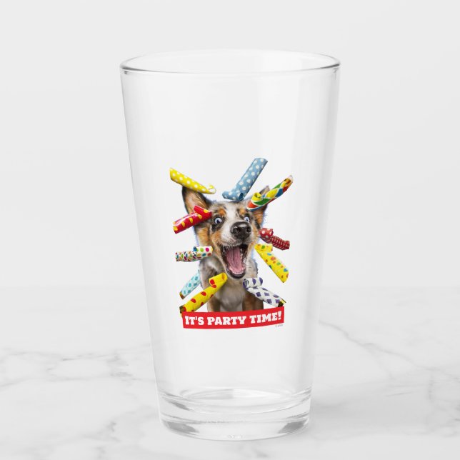 Verre Sifflets pour fête de chien heureux (Devant)