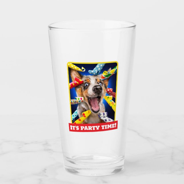 Verre Sifflets pour fête de chien heureux (Devant)