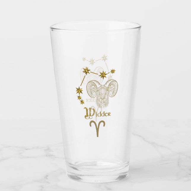 Verre Signe astrologique du Bélier - Or (Devant)