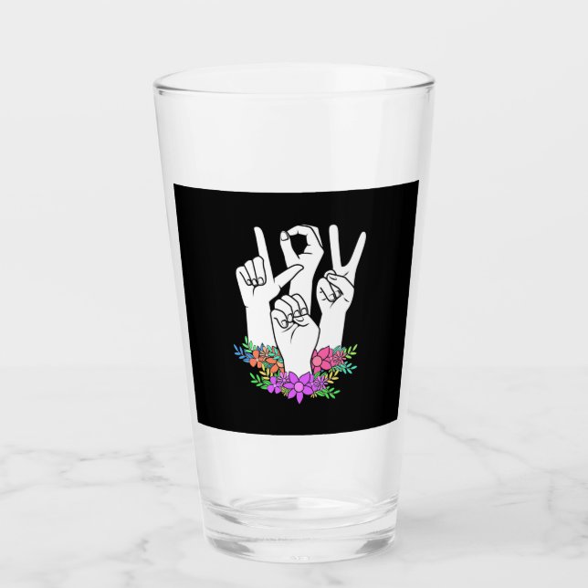 Verre Signe main ASL de l'enseignant (Devant)