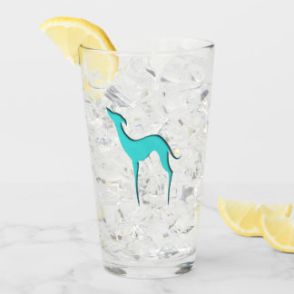 Verre Silhouette de bleu de turquoise de lévrier/whippet