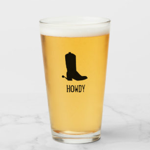Verre Silhouette de botte de cowboy HOWDY Spurs noir amu