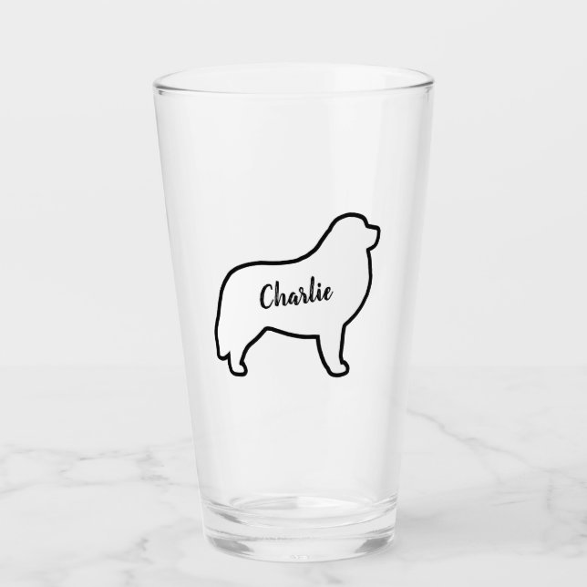Verre Silhouette de chien des Pyrénées grande ligne pers (Devant)