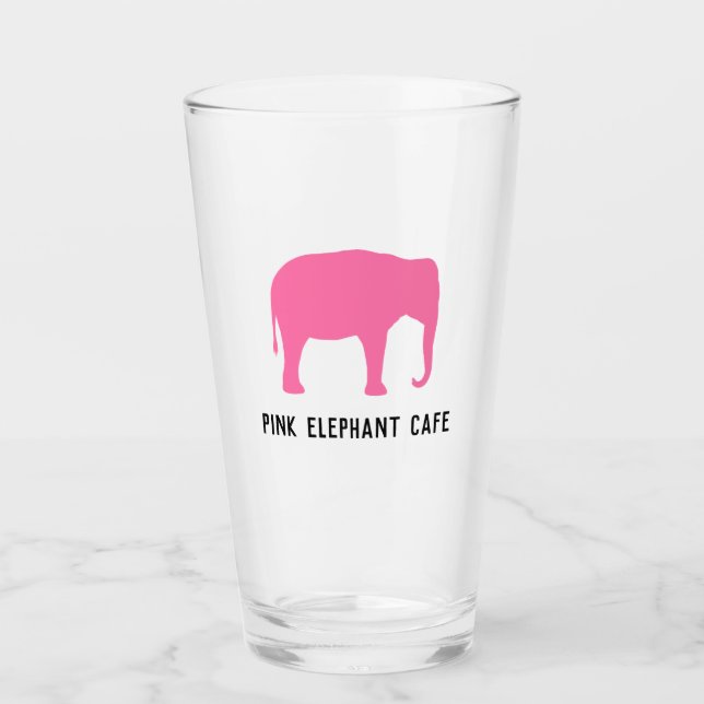 Verre Silhouette d'éléphant rose personnalisée (Devant)