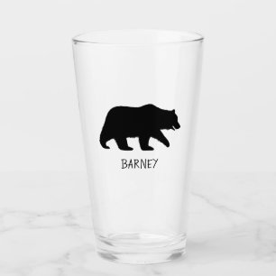 Verre Silhouette d'ours grizzli avec texte personnalisé