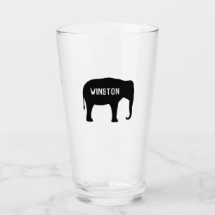 Verre Silhouette Eléphant Asiatique Noir Personnalisé