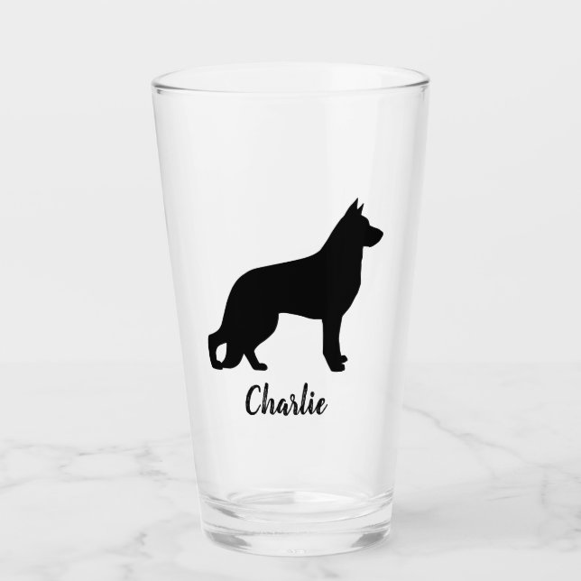 Verre Silhouette GSD de chien de berger allemand (Devant)