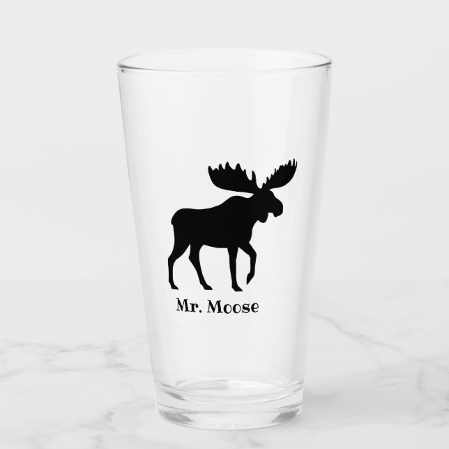 Verre Silhouette noire d'orignaux personnalisée (Devant)