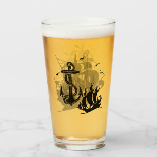 Verre Silhouette noire pour navire et Ancre pirate