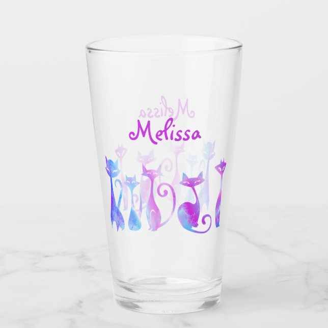 Verre Silhouettes Adorables De Chats (Devant)