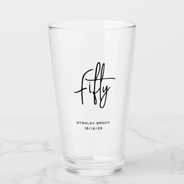 Verre Simple Calligraphie noir 50e anniversaire (Devant)