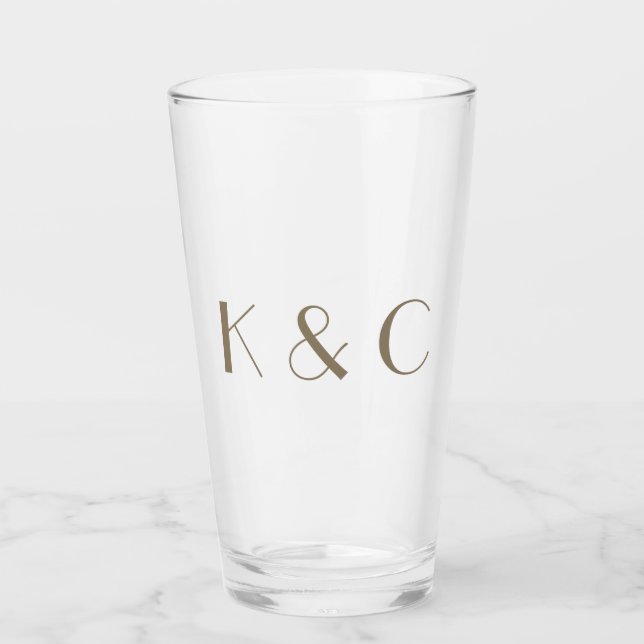 Verre Simple Couple Gold Texte Initiales Mariage (Devant)