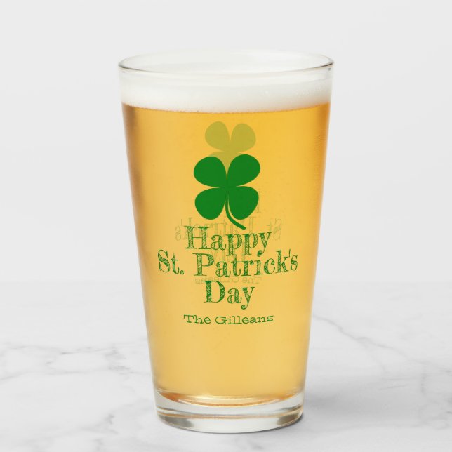 Verre Simple Élégant Trèfle Chanceux Saint Patrick  (Devant (rempli))