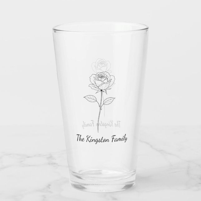 Verre Simple Line Art Rose Custom Name (Dos)