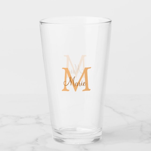 Verre simple minimal add name monogram orange brown  thr (Devant)