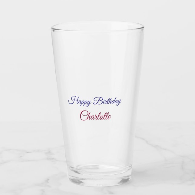 Verre SIMPLE MINIMAL.CUTIE AJOUTEZ NOM BÉBÉ joyeux anniv (Devant)