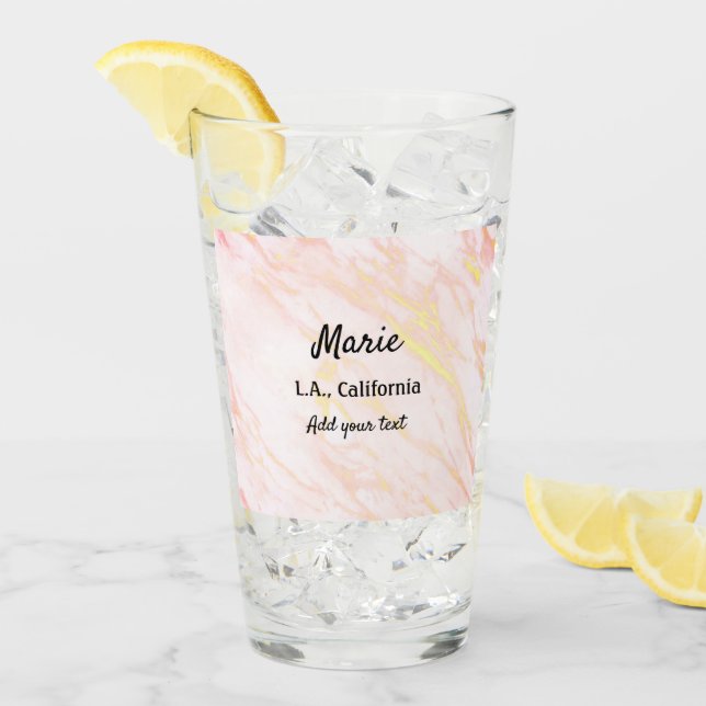 Verre simple minimum ajouter votre nom ville texte marbr (Devant glace)