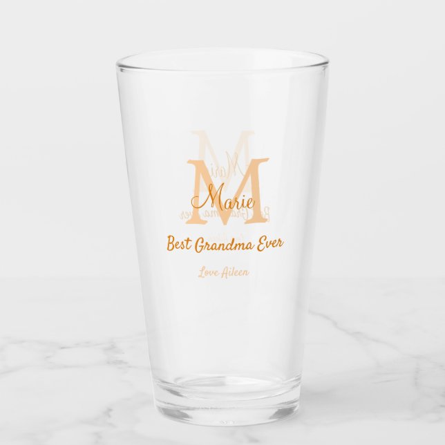 Verre simple minimum meilleur grand-mère jamais orange m (Devant)