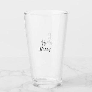 Verre Simple monogramme noir minimaliste lettre H ajoute