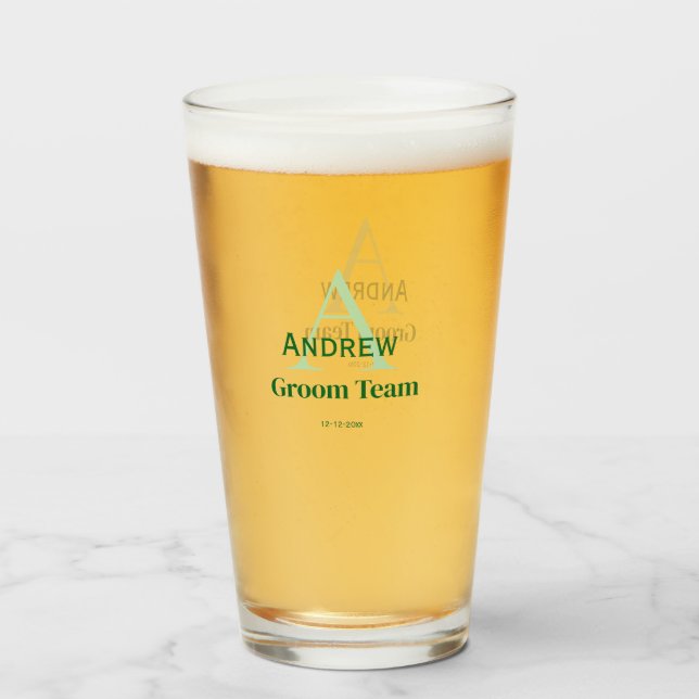 Verre simple monogramme personnalisé groomsmen (Devant (rempli))