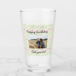 Verre Simple paillettes rouge vert ajoutez votre photo a