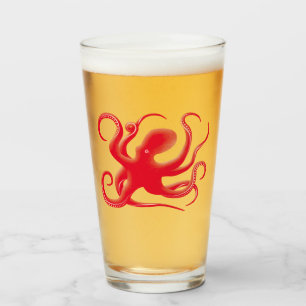Verre Simple rouge vectoriel art octopus Silhouette