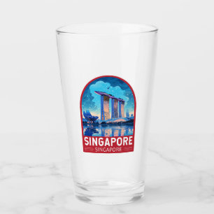 Verre Singapore Marina Bay Night Travel Art Vintage