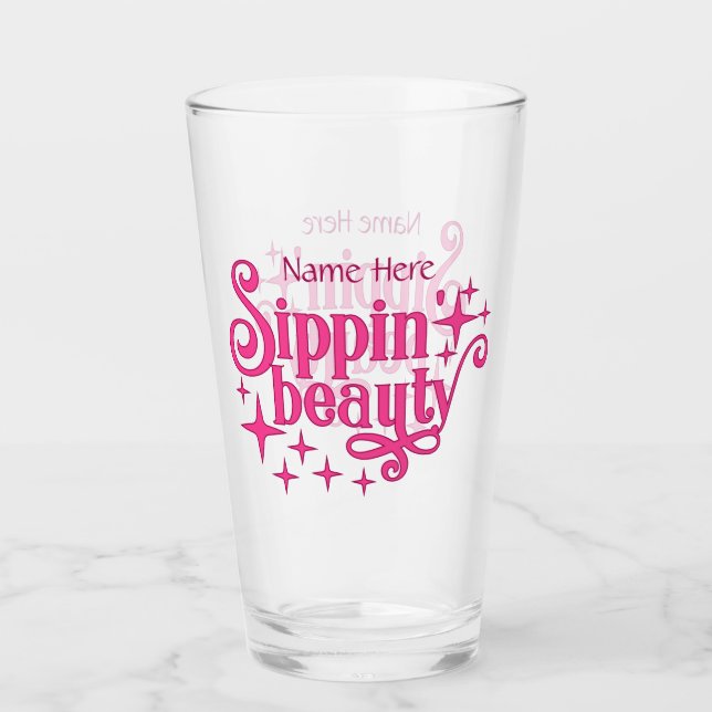 Verre Sippin Beauty Typographie rose (Devant)