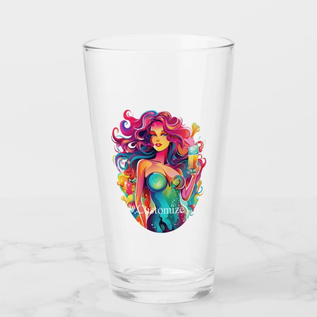 Verre Sirène Arc-En-Ciel Avec Cocktail (Devant)