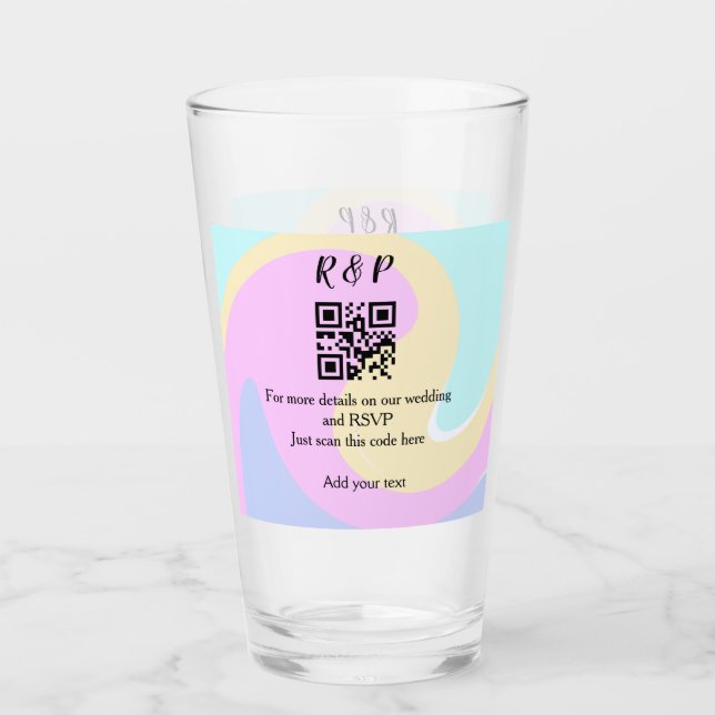 Verre site web mariage rsvp q r code ajouter nom texte (Devant)
