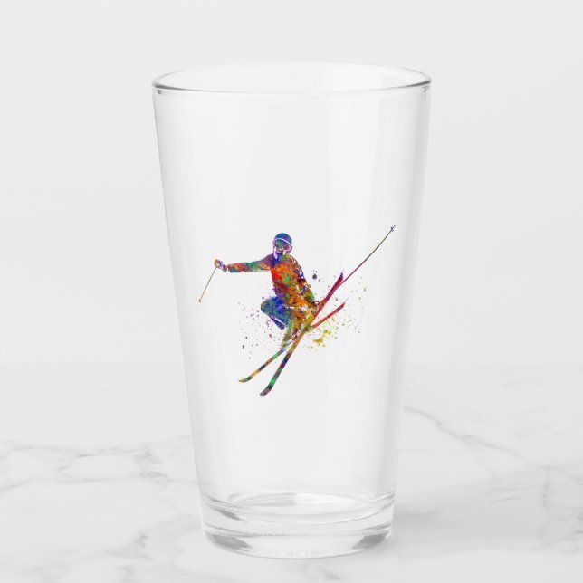 Verre Skier féminin en aquarelle (Devant)