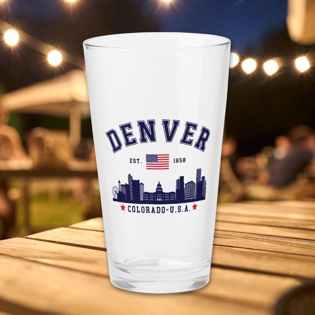 Verre Skyline of Denver Colorado Artwork (Créateur téléchargé)