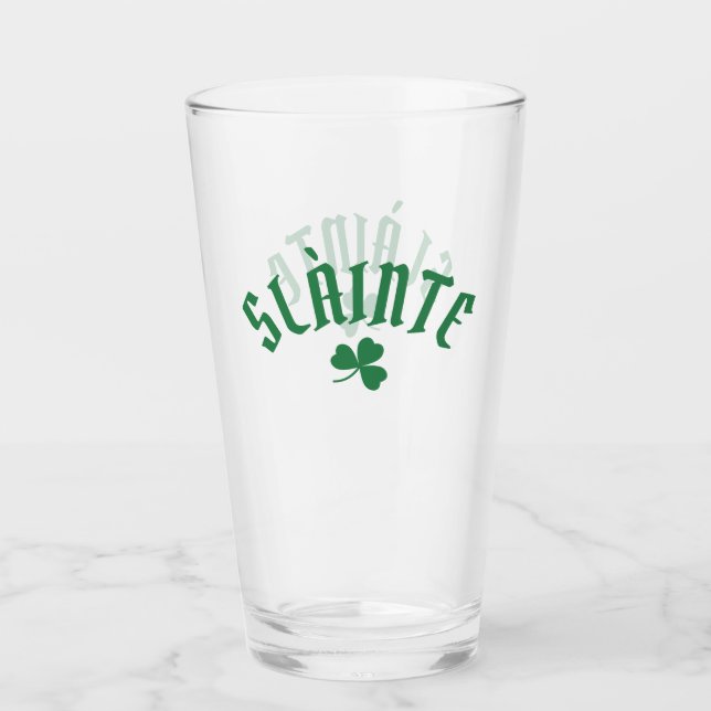Verre SLÀINTE Funny Irish St. Patrick's Day Clover vert (Devant)