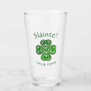 Verre Sláinte Green Celtic Shamrock irlandais Nom