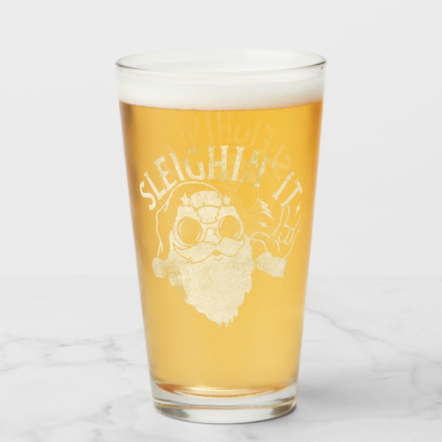 Verre Sleighin It Funny Père Noël Sleigh Noël (Devant (rempli))