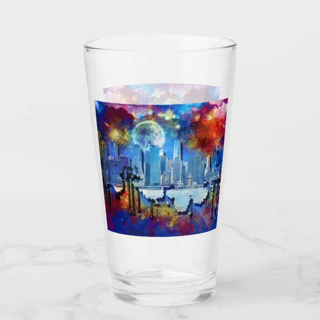 Verre SlipperyJoe NYC graffiti lue entourée tourbillon (Devant)