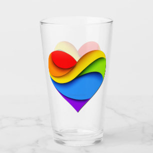 Verre SlipperyJoe's cœur en forme arc-en-ciel rouge oran
