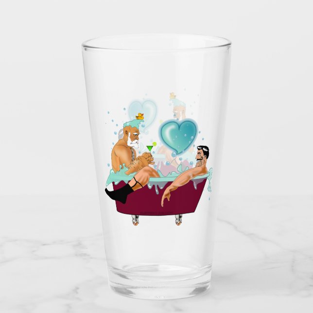 Verre SlipperyJoe's deux gays hommes aiment la baignoire (Devant)