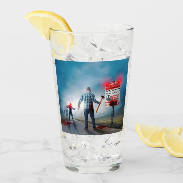 Verre SlipperyJoe's heureux Halloween yeux brillants zom (Devant glace)