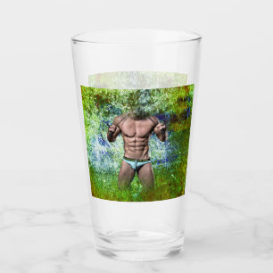 Verre SlipperyJoe's homme adulte très musclé torse nu 