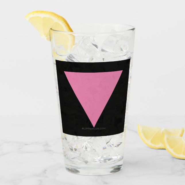Verre SlipperyJoe's rose triangle drapeau clair rose sym (Devant glace)