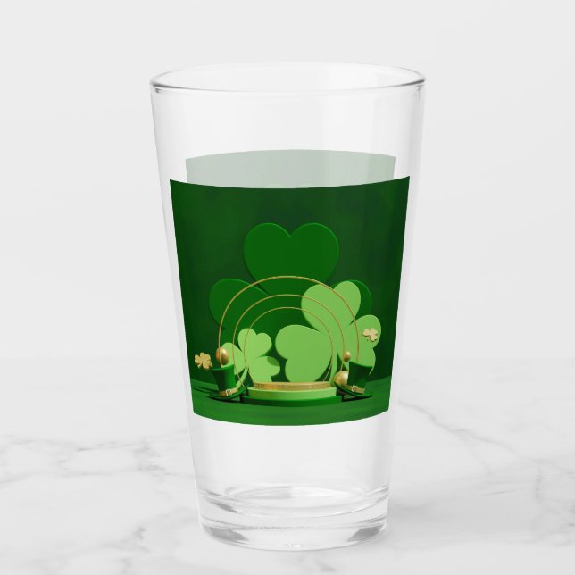 Verre SlipperyJoe's Saint Patrick's Day three-leaf clove (Devant)