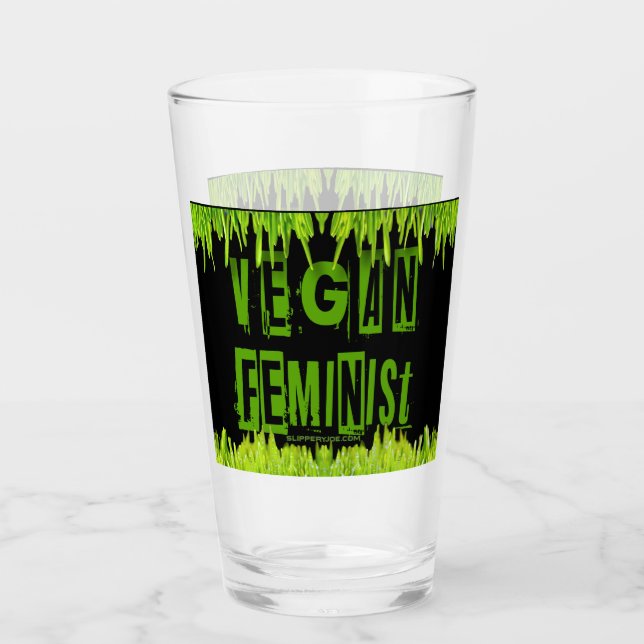 Verre SlipperyJoe's Vegan feminist grass word block lett (Devant)